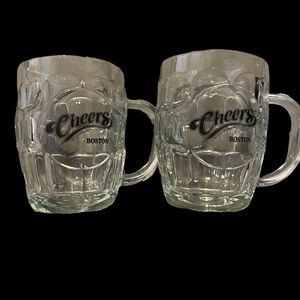 Pair of Cheers Boston Glass Barrel Beer Glass Mug